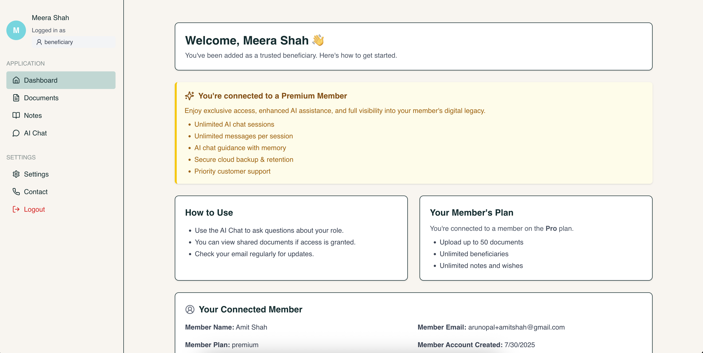 Vasiyat.ai Beneficiaries - Family management and access controls